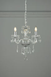Laura Ashley Harriet 3Lt Chandelier Ribbed Glass and Polished Chrome